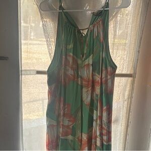 Floral Green and Orange Maxi Dress